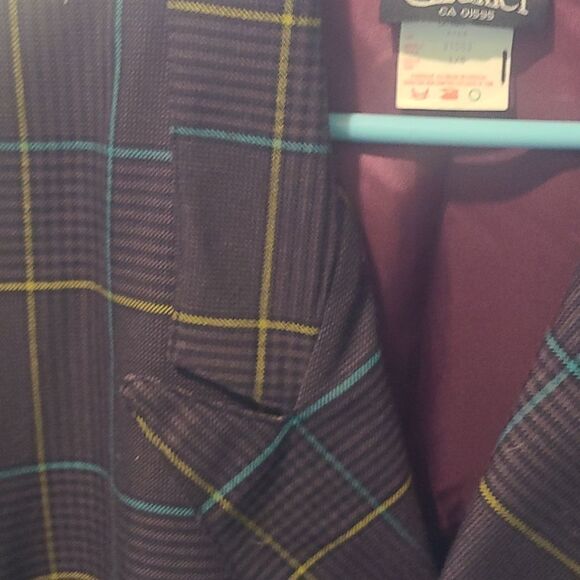 LADIES Large Creme Caramel Brown Check Suit Jacket - Picture 5 of 10